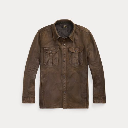 Hand-Distressed Leather Overshirt - RRL - Modalova