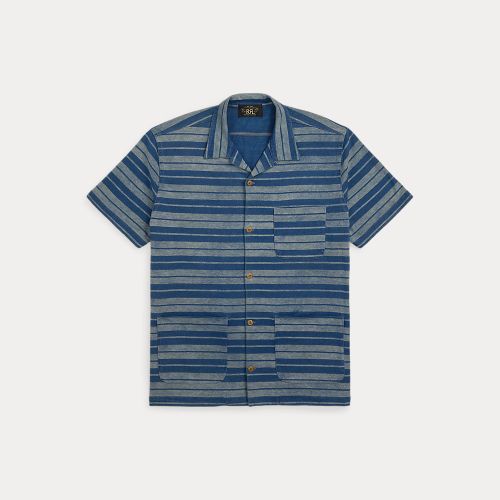 Indigo Striped Jersey Camp Shirt - RRL - Modalova