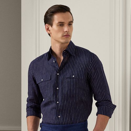 Pinstripe Linen Shirt - Purple Label - Modalova