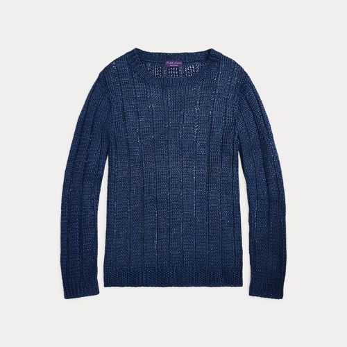 Rib-Knit Silk-Linen Jumper - Purple Label - Modalova