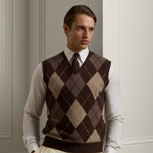 Argyle Cashmere Jumper Waistcoat - Purple Label - Modalova