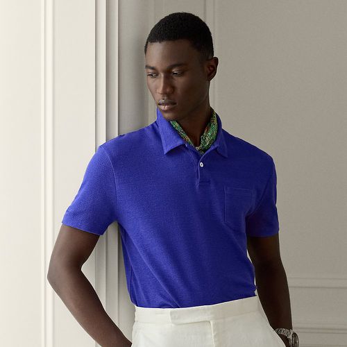 Linen-Cotton Piqué Polo Shirt - Purple Label - Modalova