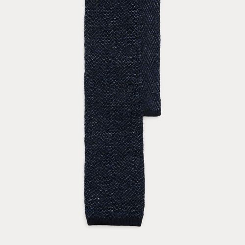 Herringbone-Knit Silk-Linen Tie - Purple Label - Modalova