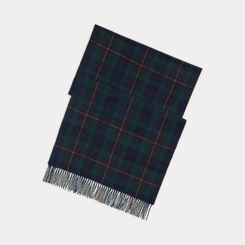 Plaid Cashmere Fringe Scarf - Purple Label - Modalova