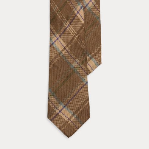 Plaid-Print Cashmere-Silk Tie - Purple Label - Modalova