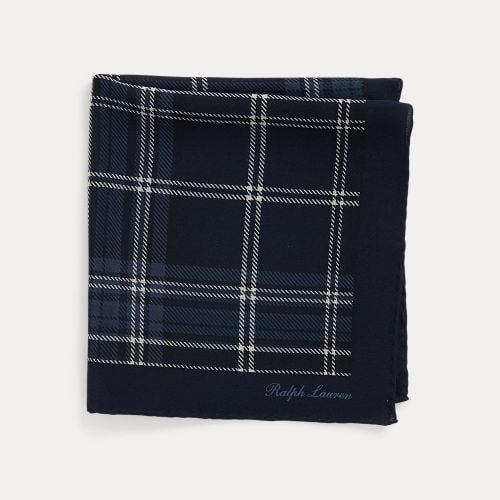 Plaid Silk Crepe Pocket Square - Purple Label - Modalova