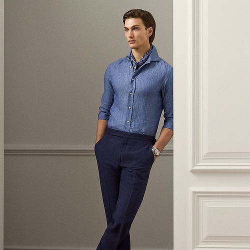 Gregory Hand-Tailored Silk-Linen Trouser - Purple Label - Modalova