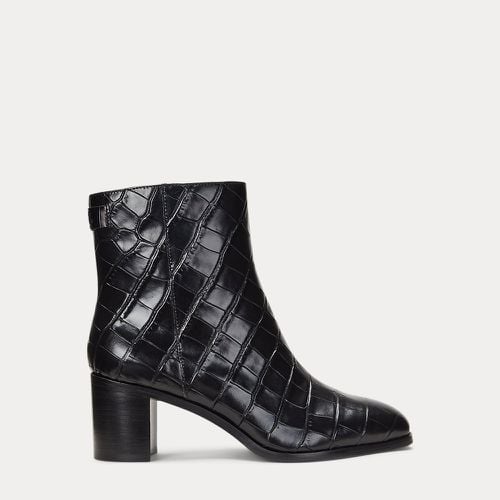 Cassie Crocodile-Embossed Leather Bootie - Lauren - Modalova