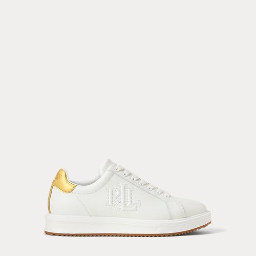 Ainsley Metallic-Trim Leather Trainer - Lauren - Modalova