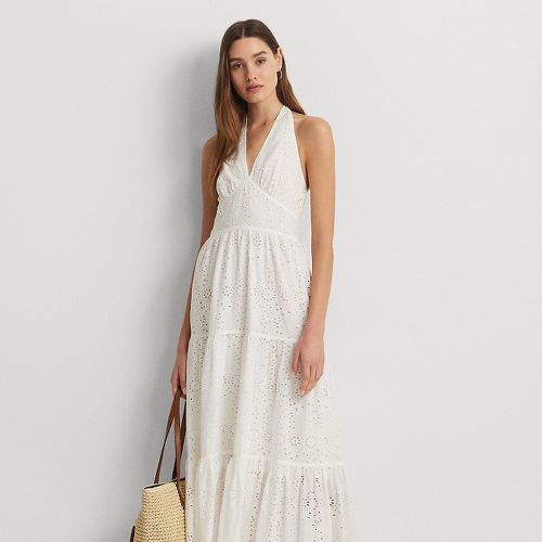 Eyelet Cotton Tiered Halter Dress - Lauren - Modalova