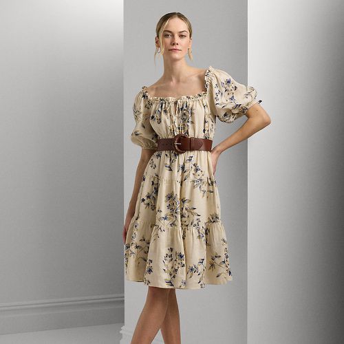 Floral Linen Tie-Neck Dress - Lauren - Modalova