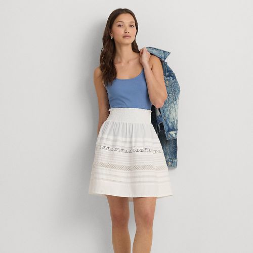 Lace-Trim Cotton Broadcloth Miniskirt - Lauren - Modalova