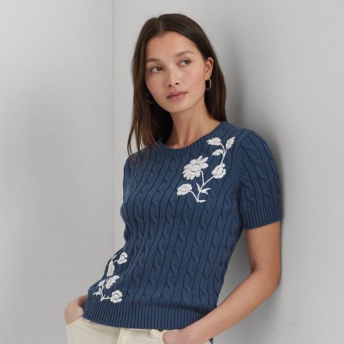 Floral Cable-Knit Short-Sleeve Jumper - Lauren - Modalova