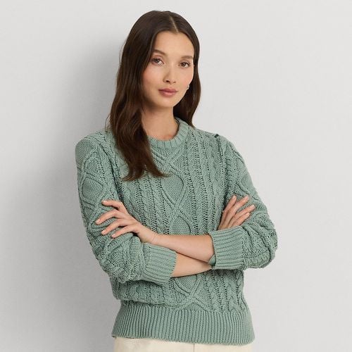 Aran-Knit Cotton-Blend Crewneck Jumper - Lauren - Modalova