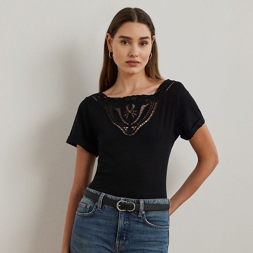 Eyelet Slub Jersey Boatneck Tee - Lauren - Modalova