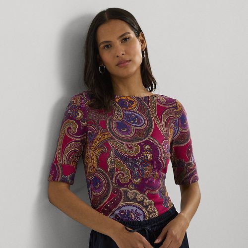 Paisley Stretch Cotton Boatneck T-Shirt - Lauren - Modalova