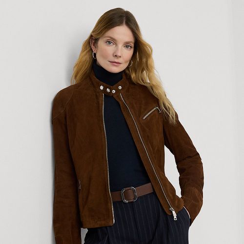 Goat-Suede Moto Jacket - Lauren - Modalova