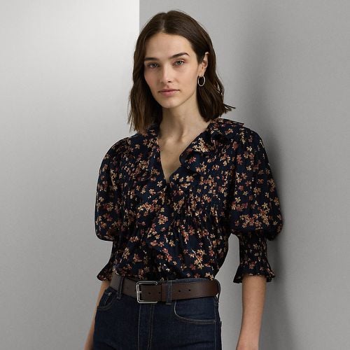 Floral Cotton Voile Puff-Sleeve Blouse - Lauren - Modalova