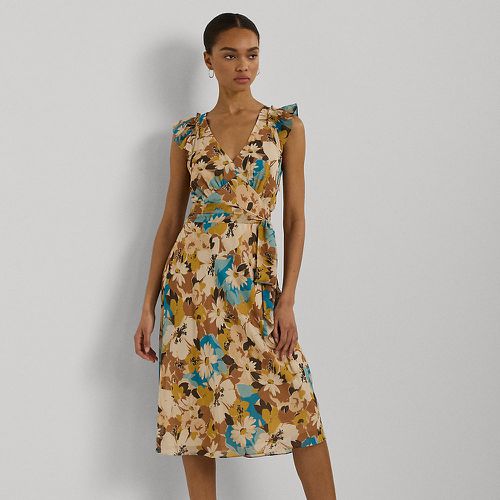 Floral Belted Crinkle Georgette Dress - Lauren - Modalova