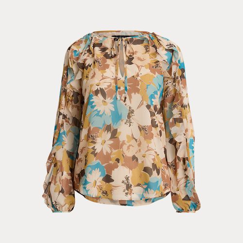 Floral Crinkle Georgette Tie-Neck Blouse - Lauren - Modalova