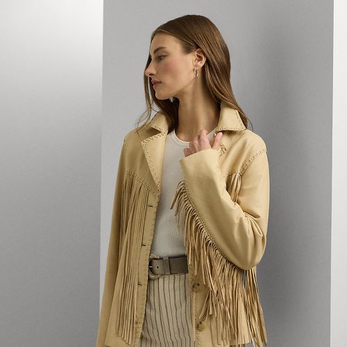 Fringe-Trim Lambskin Shirt Jacket - Lauren - Modalova