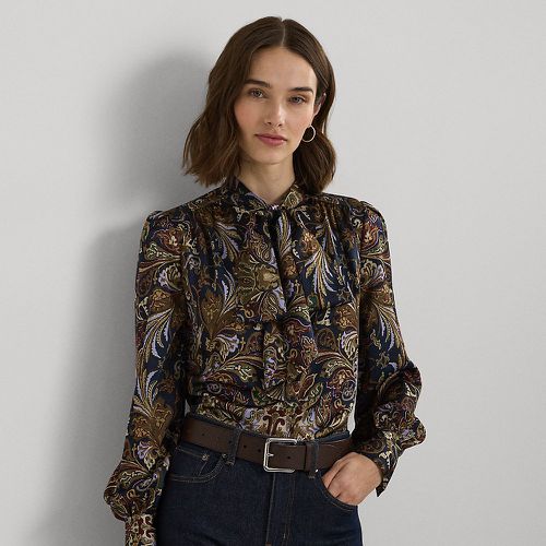 Paisley Satin Charmeuse Tie-Neck Blouse - Lauren - Modalova