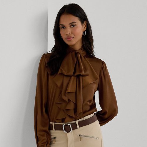 Ruffle-Trim Satin Tie-Neck Blouse - Lauren - Modalova