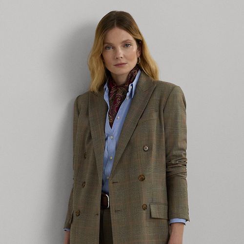 Glen Check Double-Breasted Wool Blazer - Lauren - Modalova