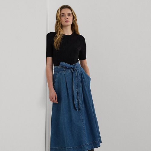 Belted Denim Midi Skirt - Lauren - Modalova