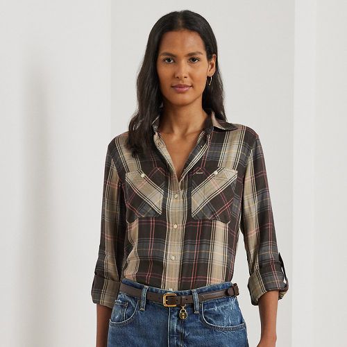 Relaxed Fit Plaid Roll-Tab-Sleeve Shirt - Lauren - Modalova