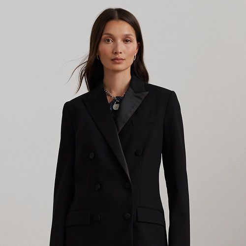 Double-Breasted Satin-Trim Crepe Blazer - Lauren - Modalova