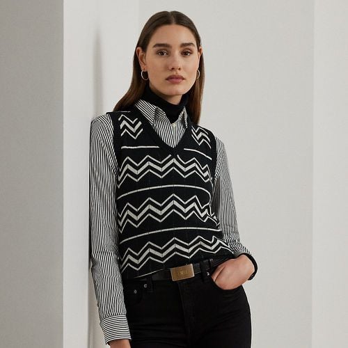 Chevron Cotton-Blend V-Neck Sweater Vest - Lauren - Modalova