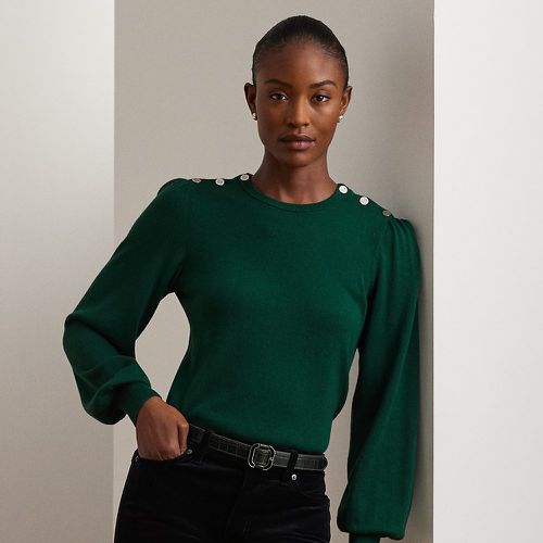 Button-Trim Puff-Sleeve Sweater - Lauren - Modalova