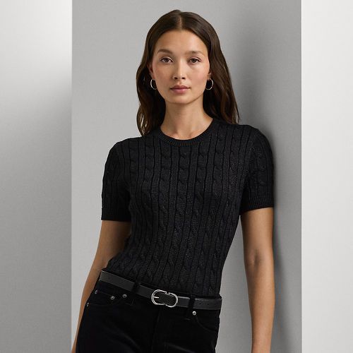 Metallic Cable-Knit Short-Sleeve Jumper - Lauren - Modalova