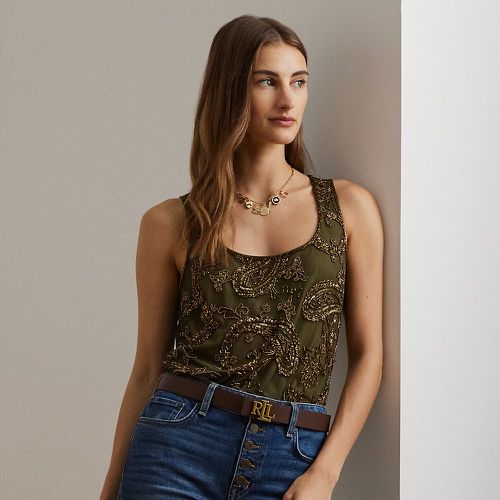 Paisley Sequinned Mesh Sleeveless Top - Lauren - Modalova