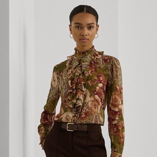 Floral Ruffle-Trim Georgette Blouse - Lauren - Modalova