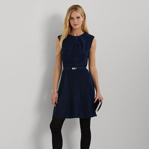 Belted Velvet Cap-Sleeve Dress - Lauren - Modalova