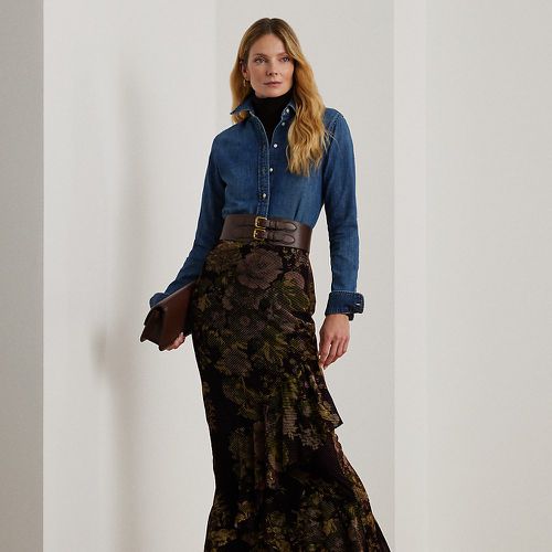 Floral Burnout Velvet Tiered Maxiskirt - Lauren - Modalova