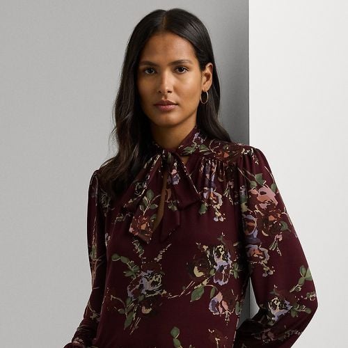 Floral Stretch Jersey Tie-Neck Top - Lauren - Modalova