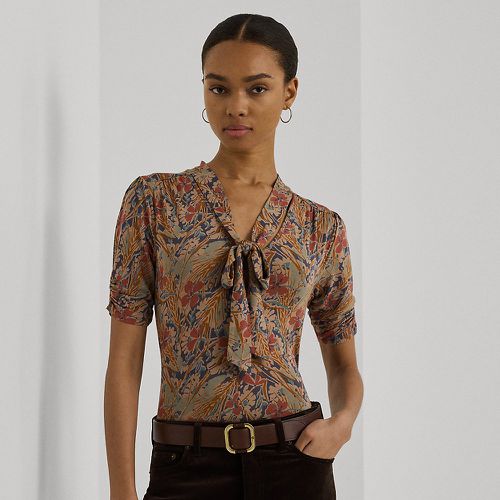 Floral Jersey Tie-Neck Top - Lauren - Modalova