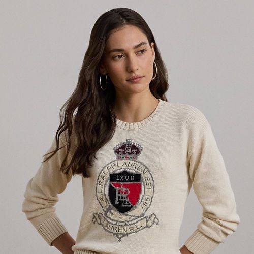 Intarsia-Knit Crest Cotton Jumper - Lauren - Modalova