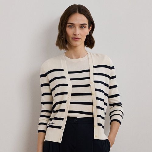 Striped Cotton-Blend Cardigan - Lauren - Modalova