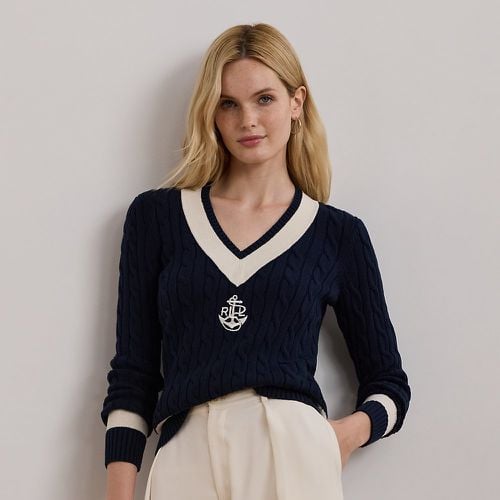 Cable-Knit Cotton Cricket Jumper - Lauren - Modalova