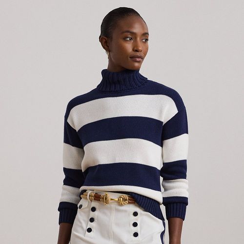 Striped Cotton Roll Neck Jumper - Lauren - Modalova