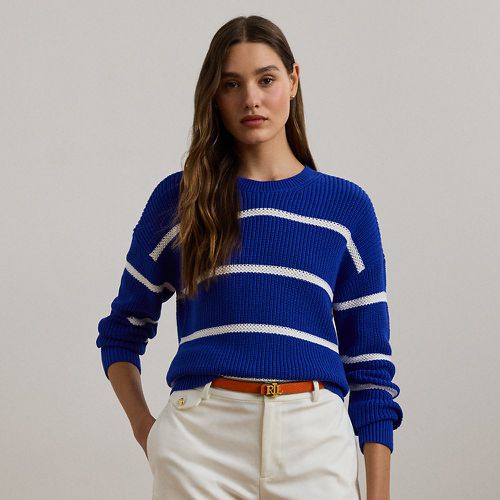 Striped Rib-Knit Cotton Crewneck Jumper - Lauren - Modalova