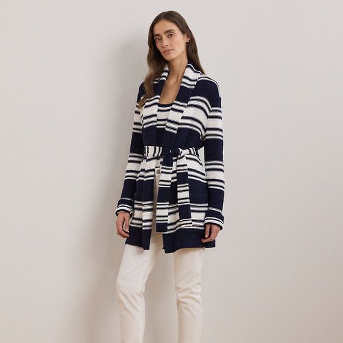 Striped Belted Cotton-Blend Cardigan - Lauren - Modalova