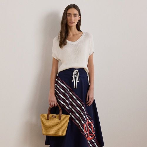 Rope-Print Twill Lace-Up Midi Skirt - Lauren - Modalova