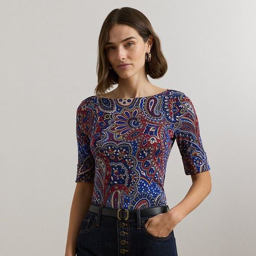 Paisley Stretch Cotton Boatneck T-Shirt - Lauren - Modalova