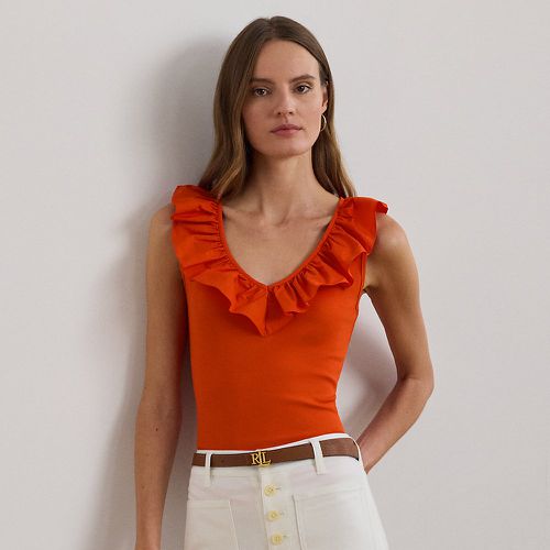 Ruffle-Trim Cotton Sleeveless Top - Lauren - Modalova