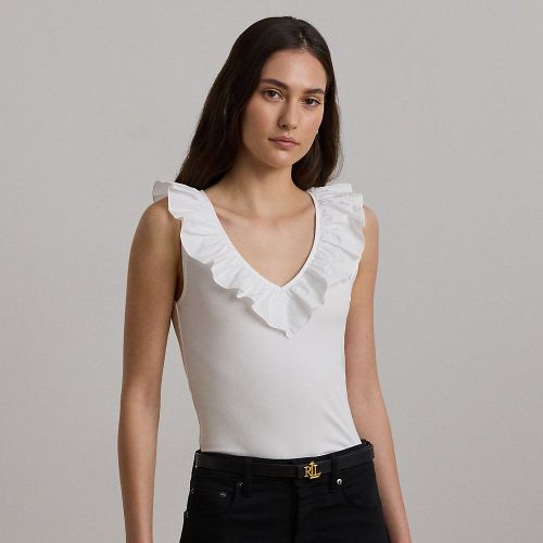 Ruffle-Trim Cotton Sleeveless Top - Lauren - Modalova